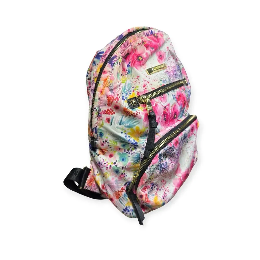 Steve Madden Floral Pink Backpack Travel School Bag Gold‎ Accents Bohochic Y2K